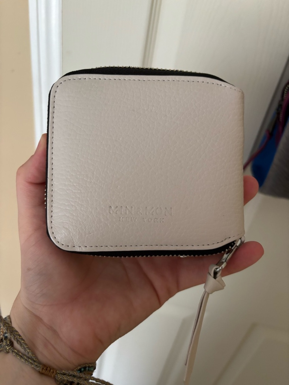 Min & Mon White Studded Zip Wallet with Eyes - Picture 2 of 3